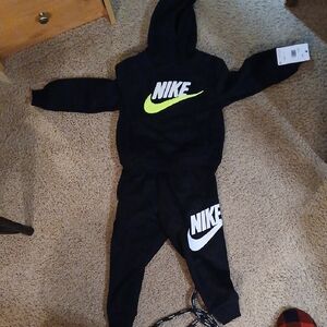 Nike Black Hoodie and Pants Set with Neon Accents